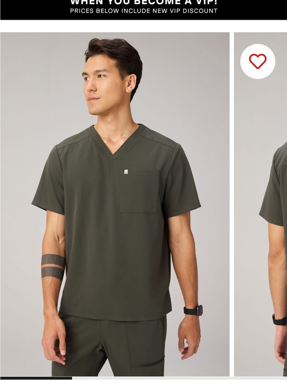 Fabletics Men's Bonsai Helix 1-Pocket Scrub Top, size XL